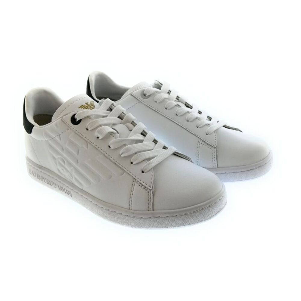 Emporio Armani Women's White Black Logo Low-Top Sneakers